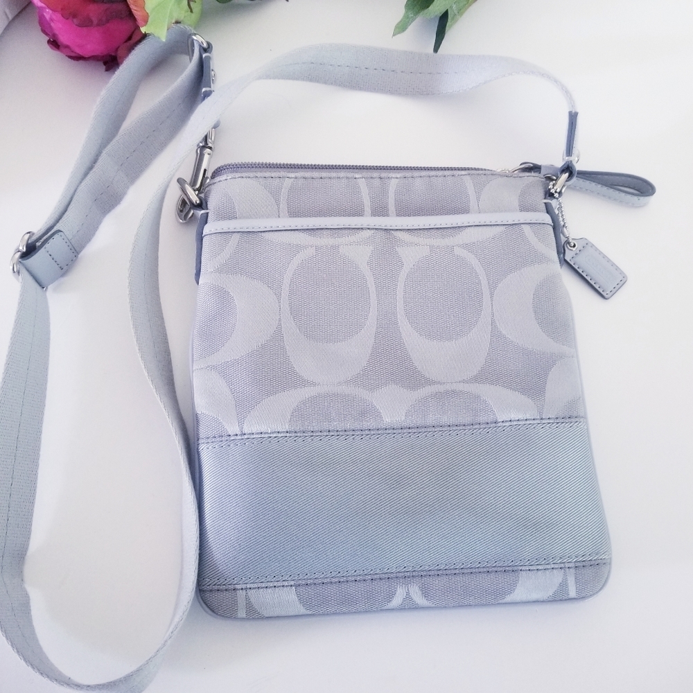 Authentic Coach logo baby blue small crossbody bag with tag